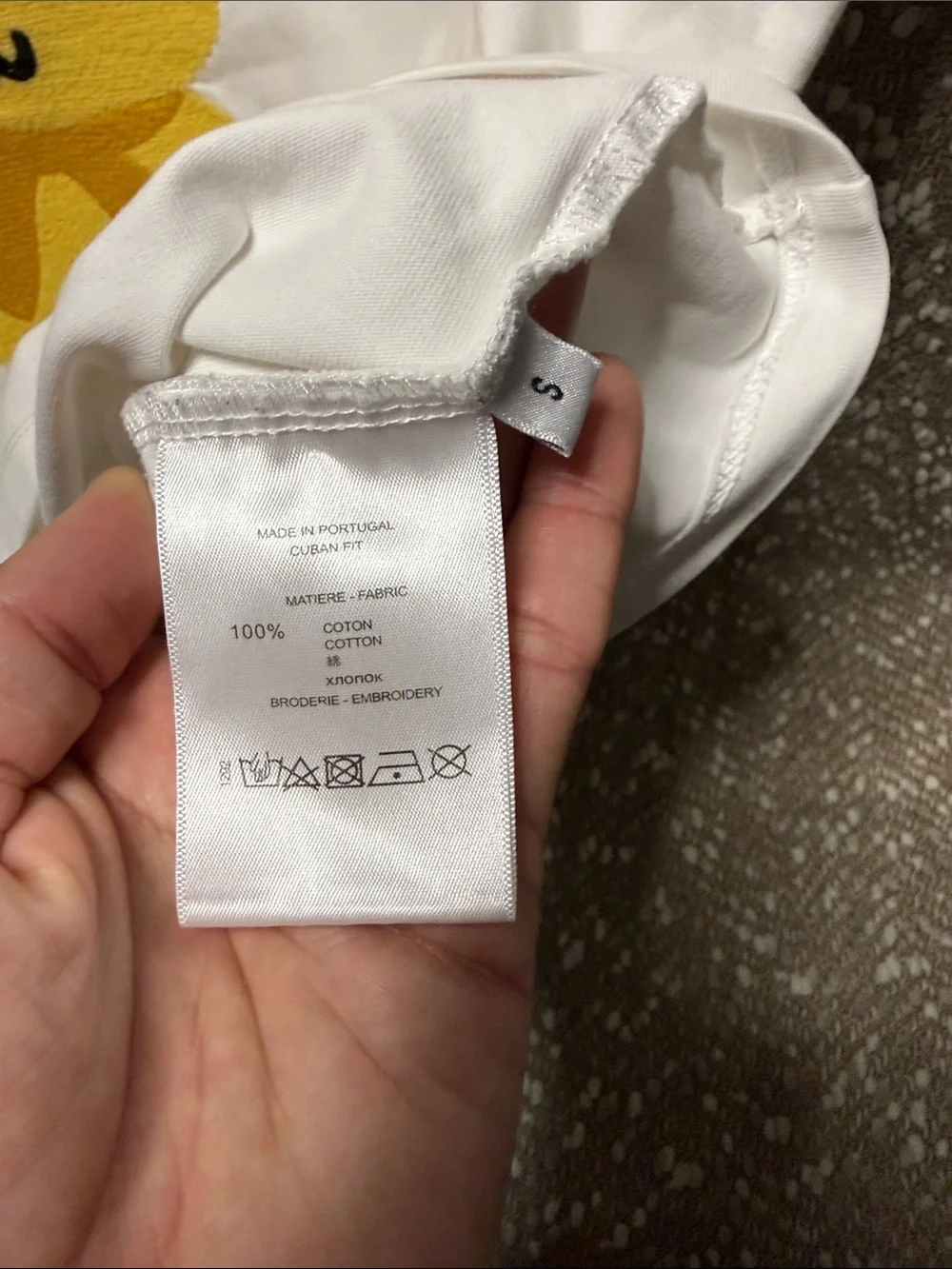 Acne White Short-Sleeve Tee with Yellow Bunny Graphic